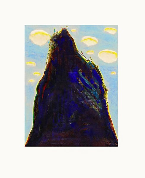 Wayne Thiebaud hand colored etching Mountain Clouds