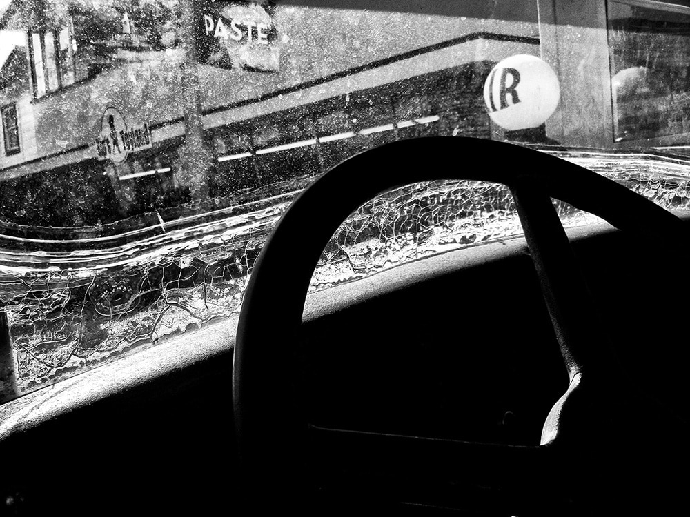 Daido Moriyama Black and White Photograph of Steering Wheel
