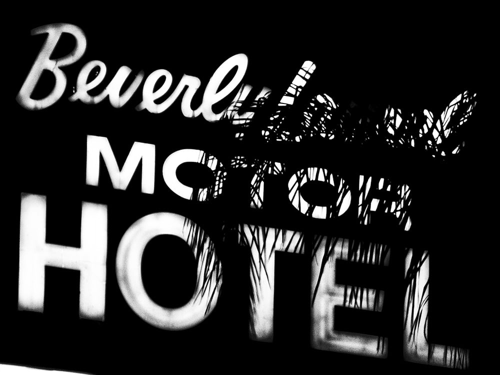 Black and White Photograph of Beverly Hills Motor Hotel