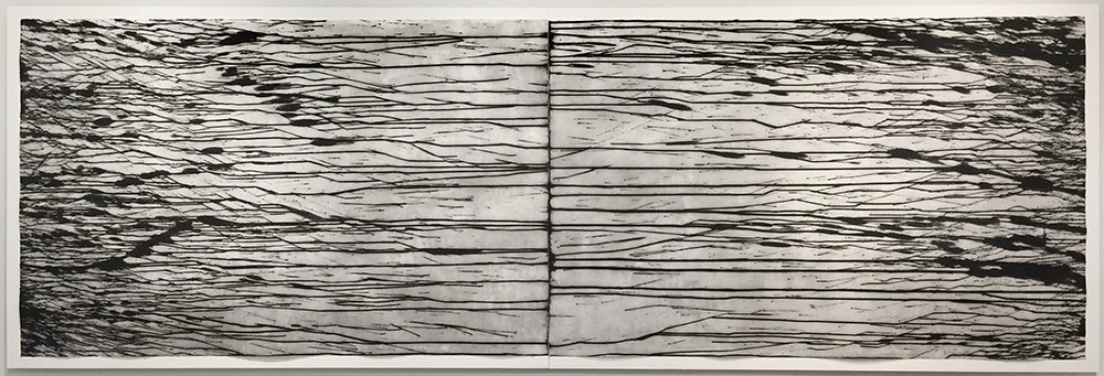 Abstract Richard Long Print Black Horizontal Drips