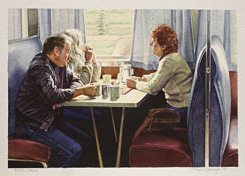 Ralph Goings Watercolor Painting Diner Booth