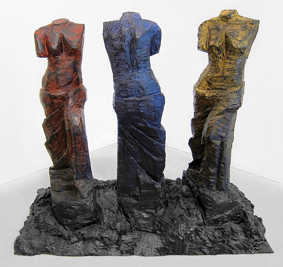 Jim Dine Bronze Sculpture of Three Venus Red Blue Yellow
