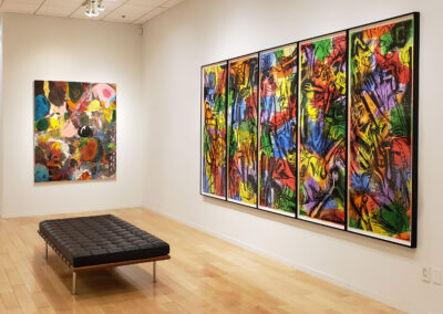 Installation view of painting in 5-part print in the back gallery