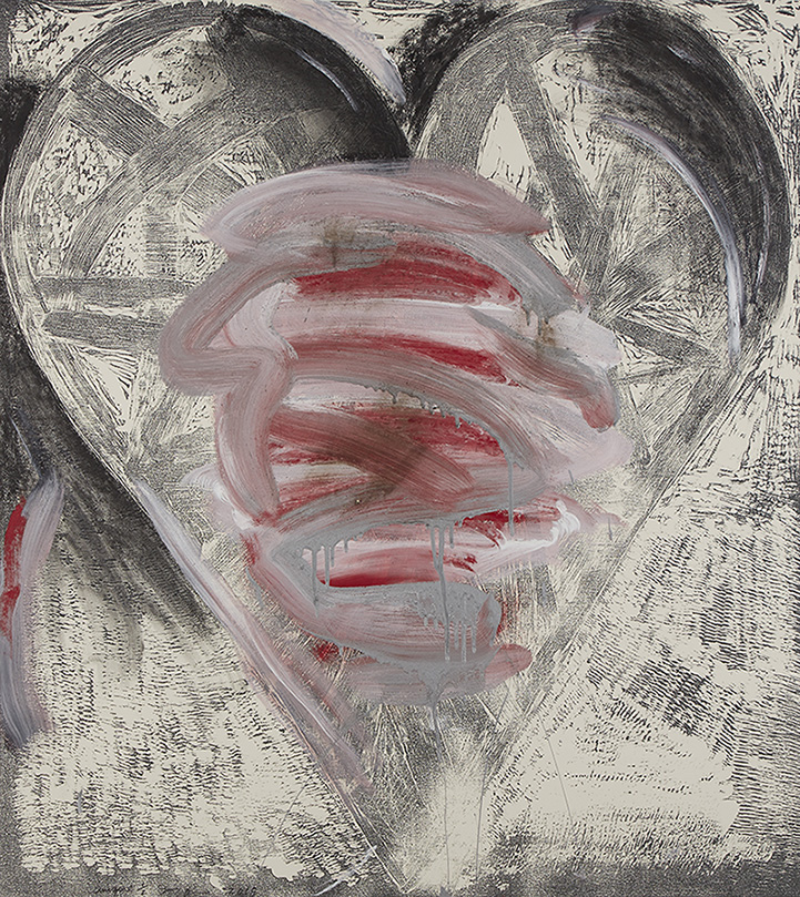Grey and Red Jim Dine Heart Print
