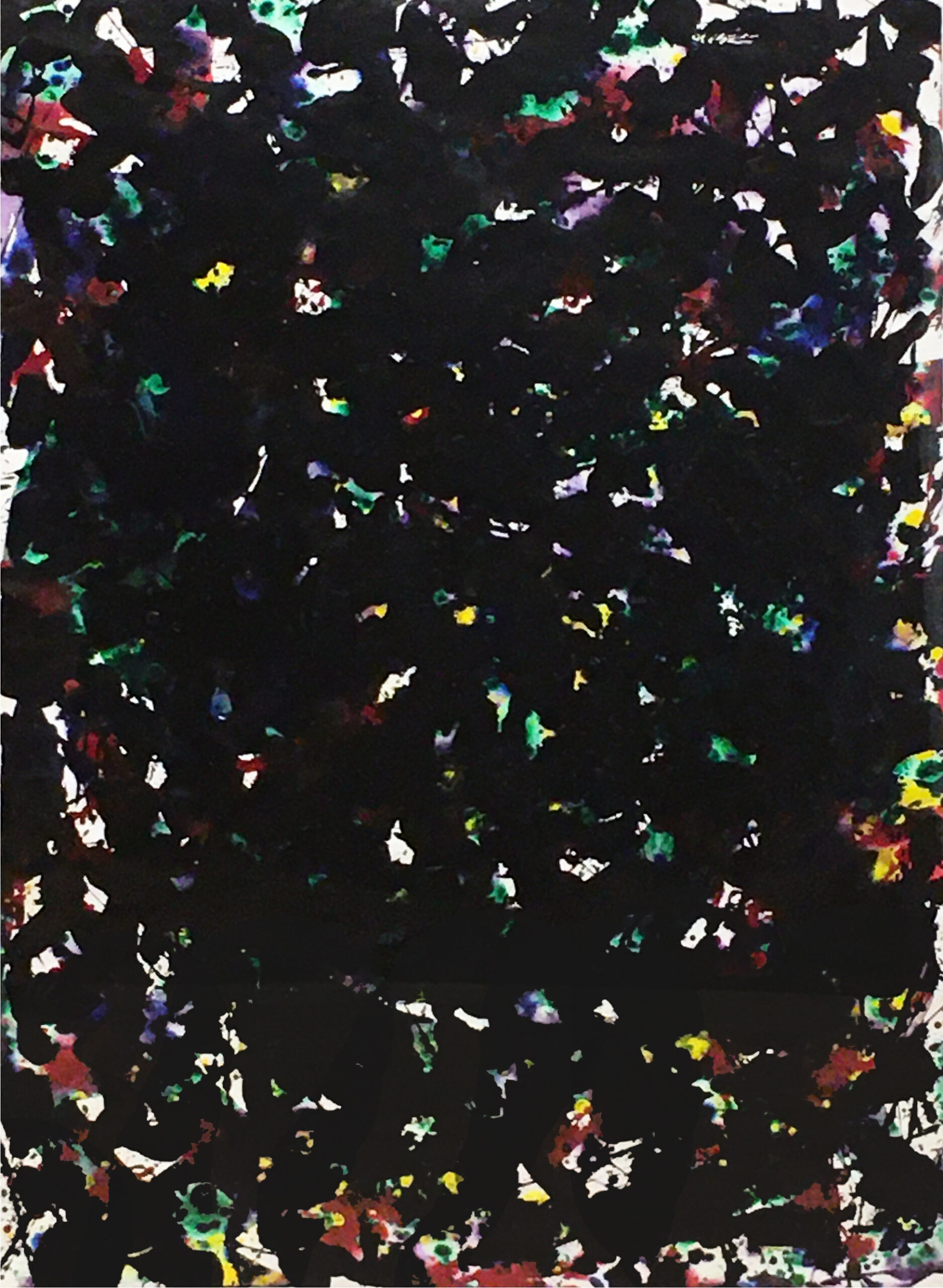 Sam Francis Painting on Paper with Lots of Dark Paint