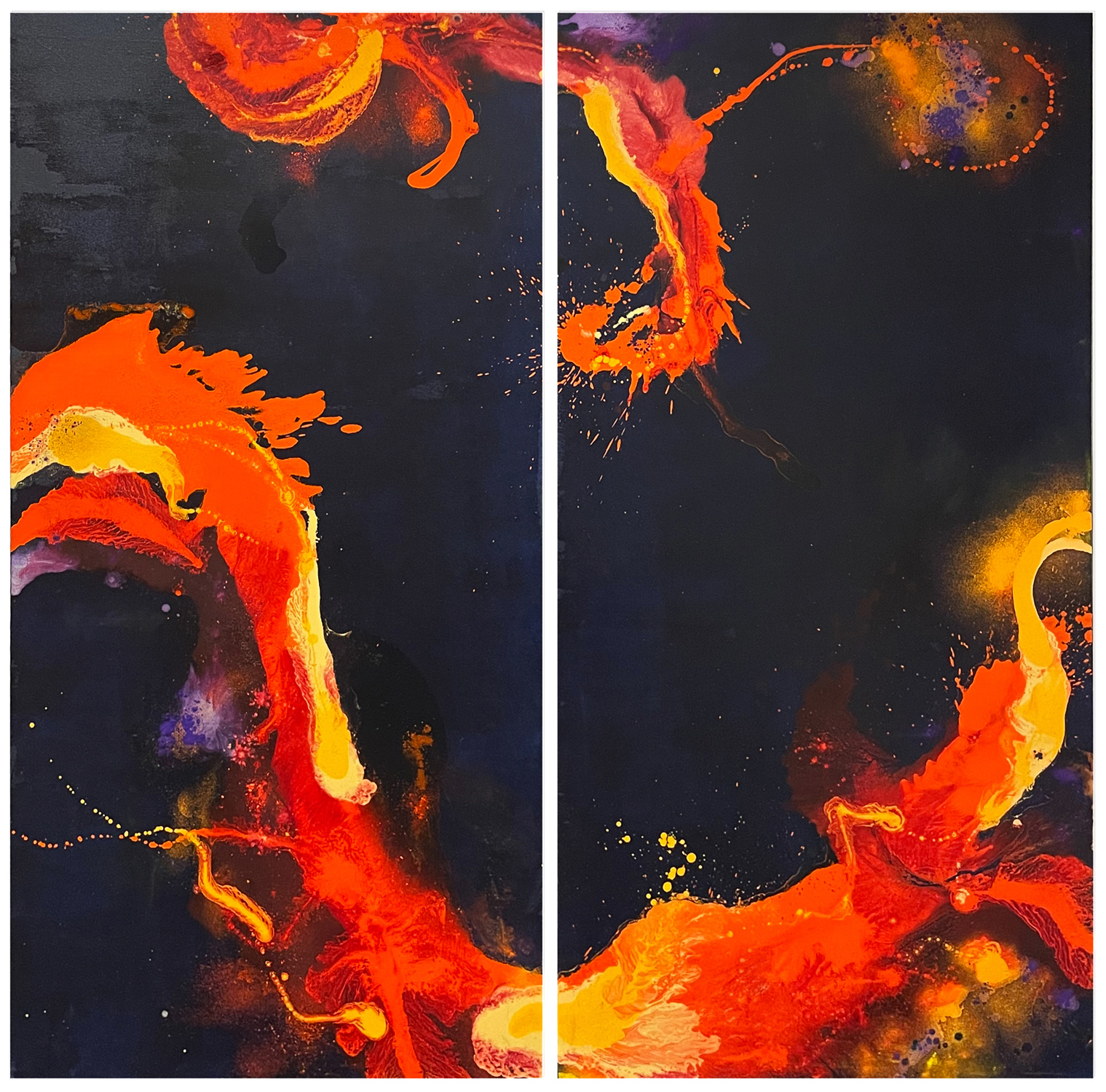 black, abstract diptych painting by augustus francis