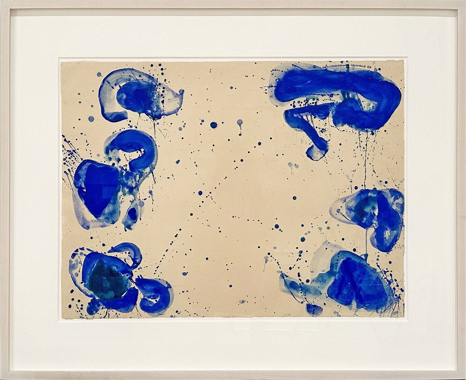 Sam Francis blue balls abstract painting on paper