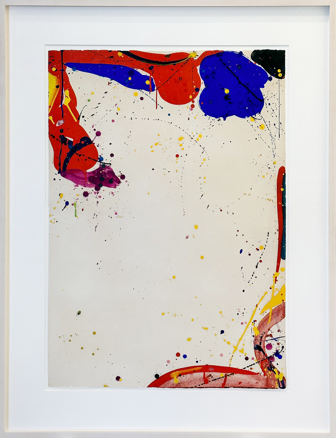 Sam Francis painting on paper with primary color edges